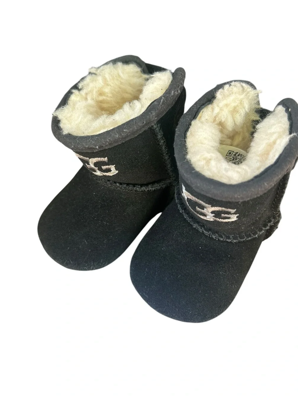 Baby UGG Booties‎ Black Shearling Lined Crib Shoes 0/1